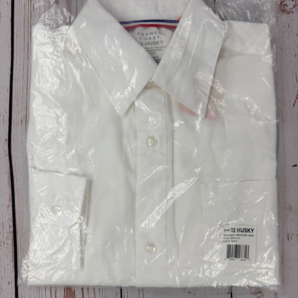 French Toast Boys White Long Sleeve Classic Dress Shirt Husky Size 12 SE9004 A
